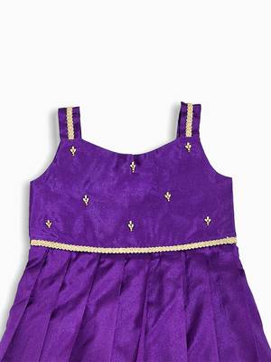 Minipattu violet zari butta frock for girls 3
