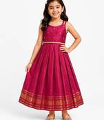 Minipattu burgundy zari butta frock for girls