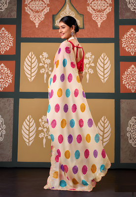 Multi floral print chiffon ethnic saree 2