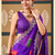 Violet floral print chiffon ethnic saree