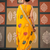 Yellow floral print chiffon ethnic saree