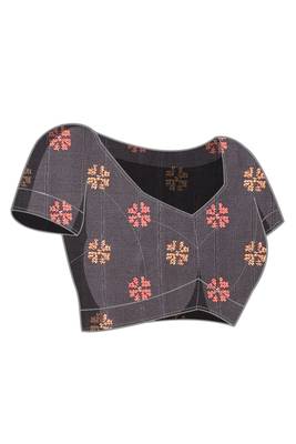 Black kalamkari silk blend ready to wear saree 4