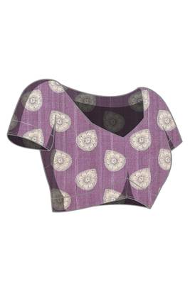 Violet floral silk blend ready to wear saree 4