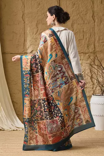 Multi floral silk blend ready to wear saree