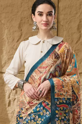 Multi floral silk blend ready to wear saree