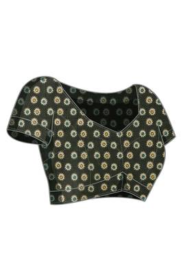 Green floral silk blend ready to wear saree 4
