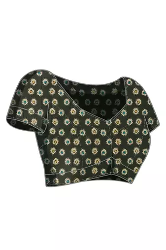 Green floral silk blend ready to wear saree