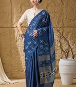 Blue floral silk blend ready to wear saree