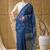 Blue floral silk blend ready to wear saree