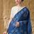 Blue floral silk blend ready to wear saree