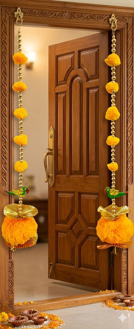 Handmade Hanging Home Decorative Wall Hanging | Diwali Festival Pooja Room Entrance Door (Pack of 2)