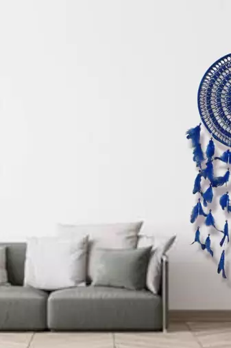 Handmade Decorative Dream Catcher Wall Hanging Traditional Hanging for Home Decor (Blue) (Set of 1)