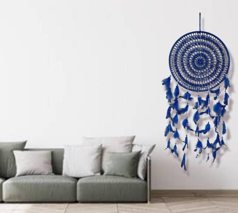 Handmade Decorative Dream Catcher Wall Hanging Traditional Hanging for Home Decor (Blue) (Set of 1)