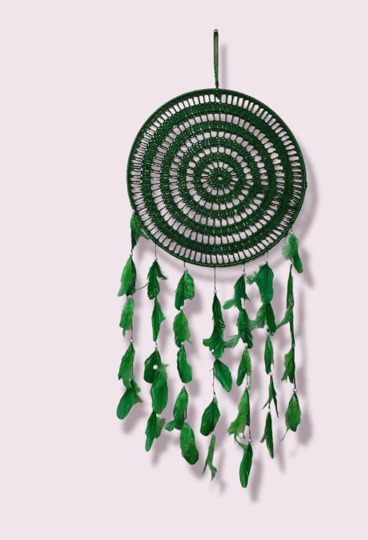 Handmade Decorative Dream Catcher Wall Hanging Traditional Hanging for Home Decor (Green) (Set of 1)