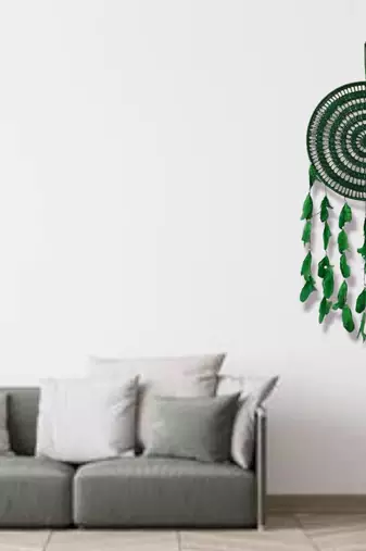 Handmade Decorative Dream Catcher Wall Hanging Traditional Hanging for Home Decor (Green) (Set of 1)