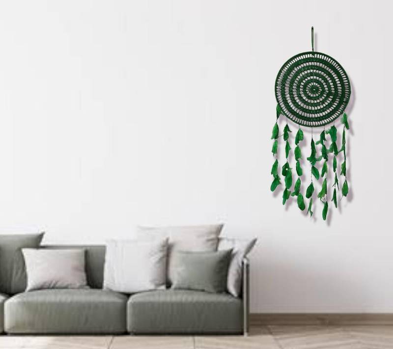 Handmade Decorative Dream Catcher Wall Hanging Traditional Hanging for Home Decor (Green) (Set of 1)