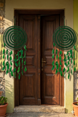 Handmade Decorative Dream Catcher Wall Hanging Traditional Hanging for Home Decor (Green) (Set of 1) 4