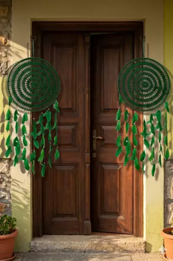 Handmade Decorative Dream Catcher Wall Hanging Traditional Hanging for Home Decor (Green) (Set of 1)