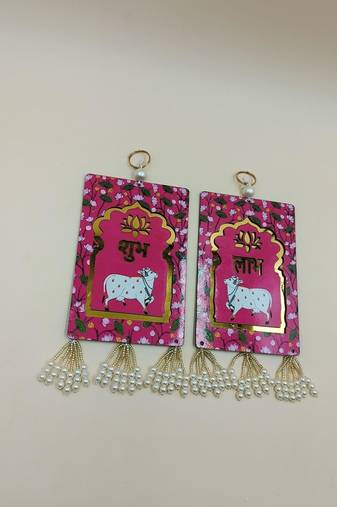 Lotus Cow Shubh Labh Latkan Door Hanging Toran for Home Door Diwali Decor Hanging (Pack of 2)