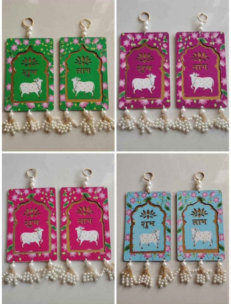 Lotus Cow Shubh Labh Latkan Door Hanging Toran for Home Door Diwali Decor Hanging (Pack of 2)
