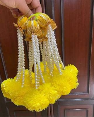 Handmade Artificial Marigold with Moti Guche Hanging for Home Decorations Hanging (Pack of 5) 1