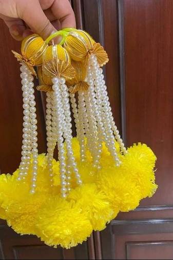 Handmade Artificial Marigold with Moti Guche Hanging for Home Decorations Hanging (Pack of 5)