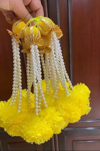 Handmade Artificial Marigold with Moti Guche Hanging for Home Decorations Hanging (Pack of 5)