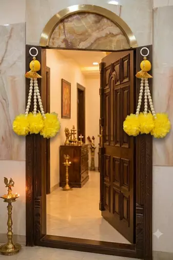 Handmade Artificial Marigold with Moti Guche Hanging for Home Decorations Hanging (Pack of 5)