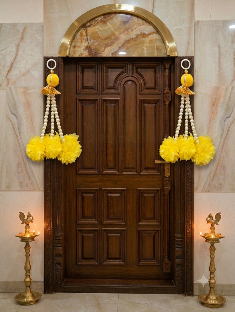 Handmade Artificial Marigold with Moti Guche Hanging for Home Decorations Hanging (Pack of 5)
