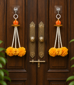 Hangings Beautiful Decoration for Every Occasion Pearl Finish Beads with Marigold Diwali Decoration (Pack of 5)