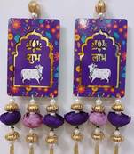 MDF Cow Shubh Labh Door Hanging | Traditional Handmade Diwali Door Decor Hanging (Pack of 2)