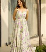 Rayon floral printed fully flared anarkali dress