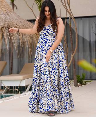 Rayon floral printed fully flared anarkali dress 3