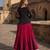 Black&Maroon Rayon Readymade Navratri Lehenga Choli with Kutchi Gamthi Work