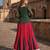 Green&Red Rayon Readymade Navratri Lehenga Choli with Kutchi Gamthi Work