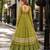 Green Cotton Readymade Navratri Lehenga Choli with Bandhej & Patchework