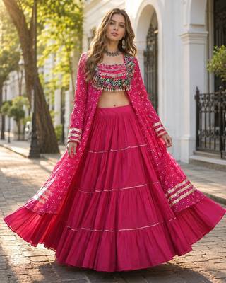 Rani Cotton Readymade Navratri Lehenga Choli with Bandhej & Patchework 1