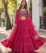 Rani Cotton Readymade Navratri Lehenga Choli with Bandhej & Patchework