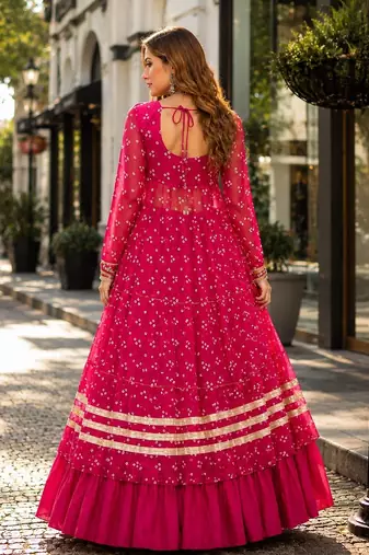 Rani Cotton Readymade Navratri Lehenga Choli with Bandhej & Patchework