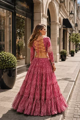 Maroon Georgette Readymade Navratri Lehenga Choli with Kutchi & Patchework
