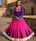 Rani&Violet Rayon Readymade Navratri Lehenga Choli with Kutchi Gamthi Work