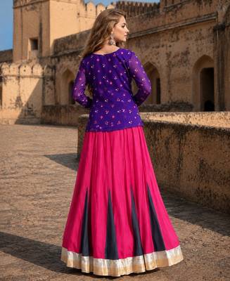 Rani&Violet Rayon Readymade Navratri Lehenga Choli with Kutchi Gamthi Work 2