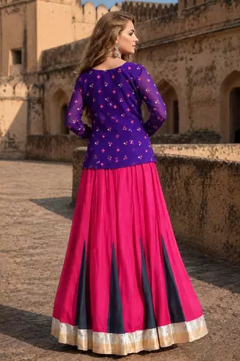 Rani&Violet Rayon Readymade Navratri Lehenga Choli with Kutchi Gamthi Work