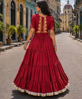 Maroon Cotton Readymade Navratri Lehenga Choli with Kutchi & Patchework 2