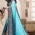 teal blue zari resham embroidered work silk blend saree for women