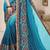 teal blue zari resham embroidered work silk blend saree for women