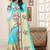 Sky blue zari resham embroidered work cotton silk saree for women