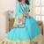 Sky blue zari resham embroidered work cotton silk saree for women