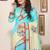 Sky blue zari resham embroidered work cotton silk saree for women