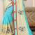 Sky blue zari resham embroidered work cotton silk saree for women